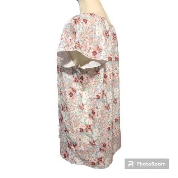 SimpleFun Floral V-Neck Blouse Women's Size Medium - Picture 4 of 6